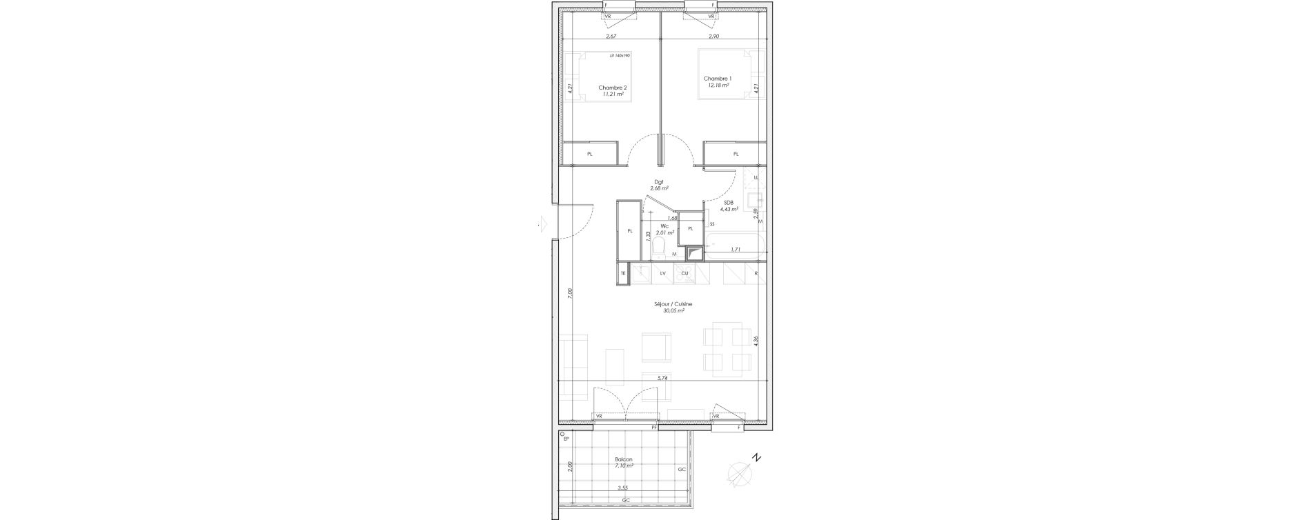 Appartement T3 de 62,56 m2 &agrave; Manosque Bellevue