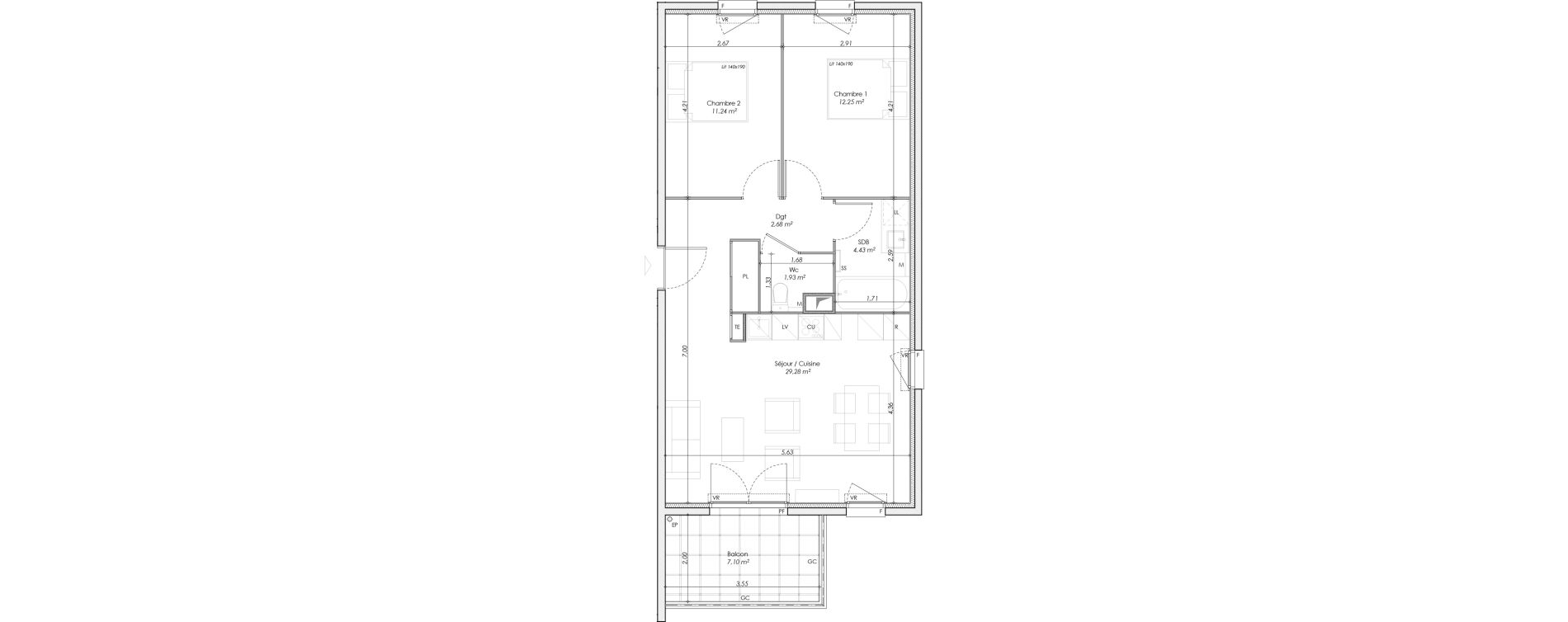 Appartement T3 de 61,81 m2 &agrave; Manosque Bellevue