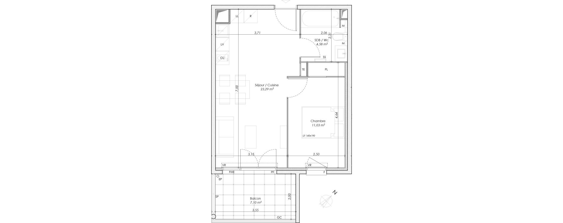 Appartement T2 de 38,90 m2 &agrave; Manosque Bellevue