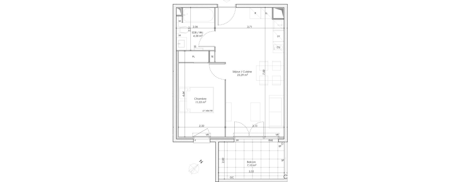 Appartement T2 de 38,90 m2 &agrave; Manosque Bellevue