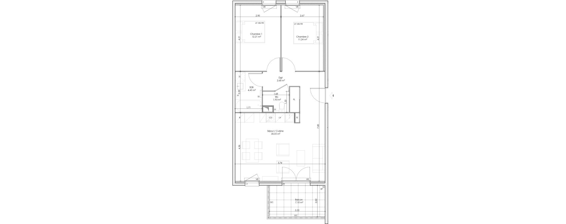 Appartement T3 de 62,54 m2 &agrave; Manosque Bellevue