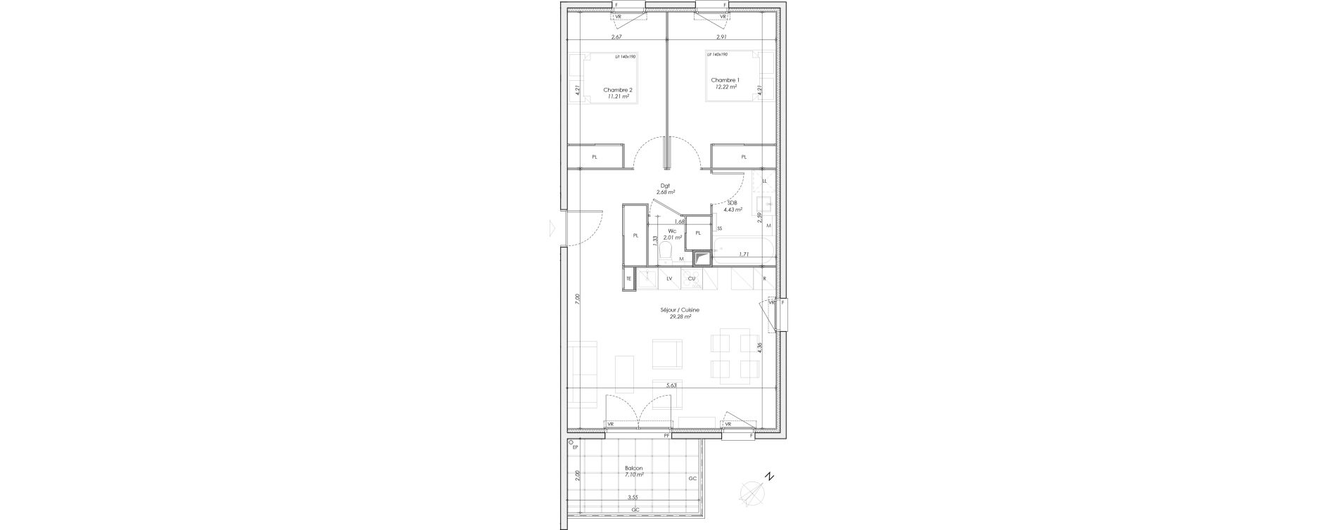 Appartement T3 de 61,83 m2 &agrave; Manosque Bellevue