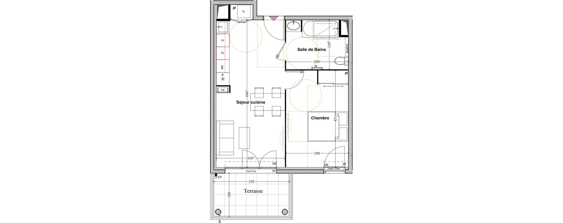Appartement T2 de 41,70 m2 &agrave; Manosque Bellevue