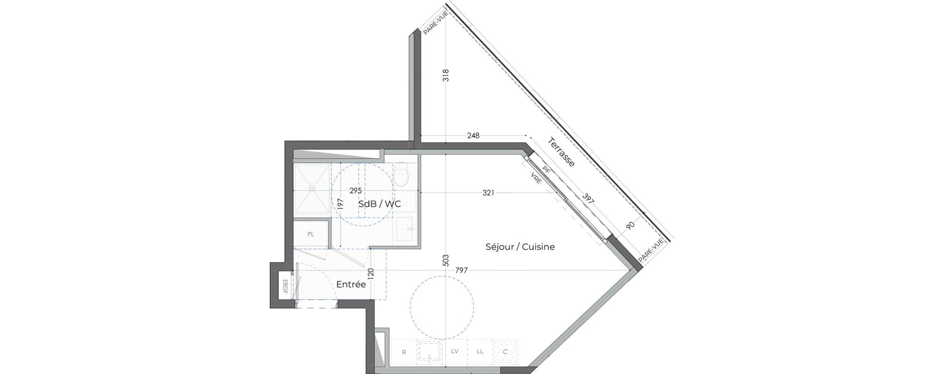 Studio de 29,37 m2 &agrave; Antibes Les groules - les br&eacute;gui&egrave;res