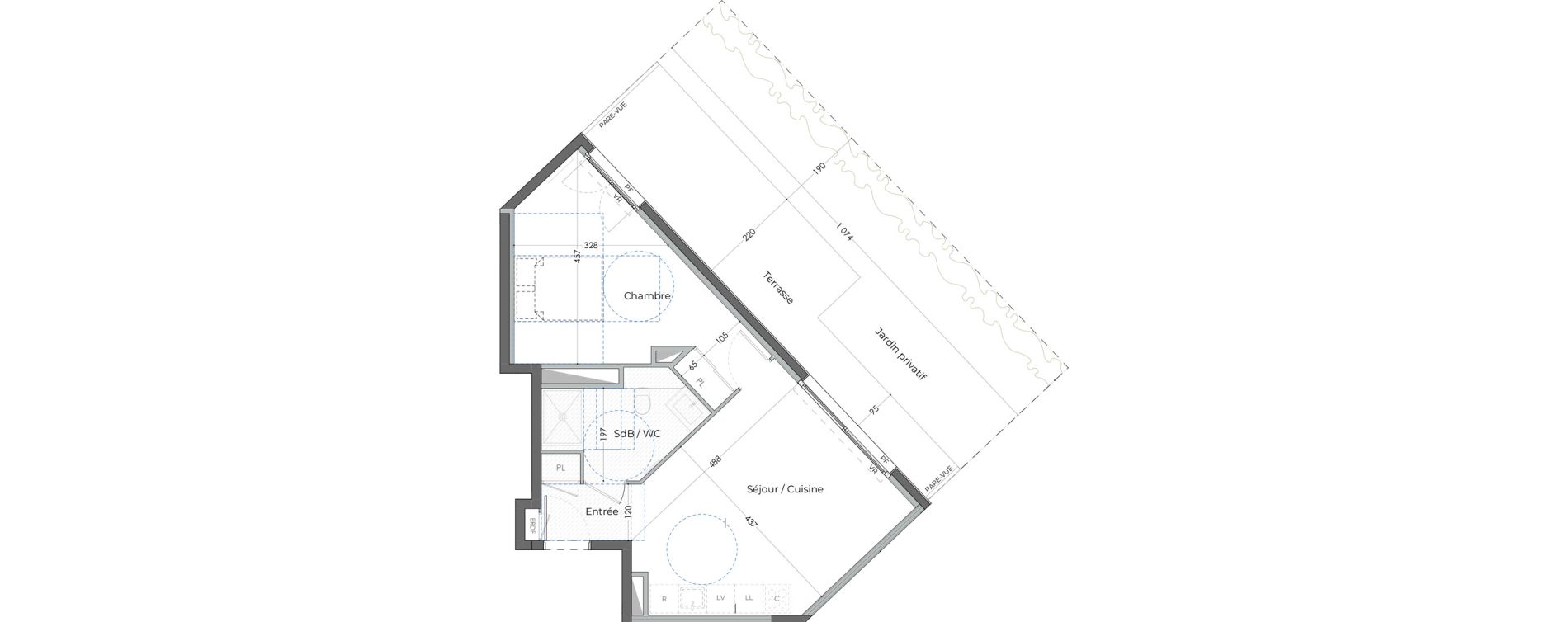 Appartement T2 de 44,84 m2 &agrave; Antibes Les groules - les br&eacute;gui&egrave;res