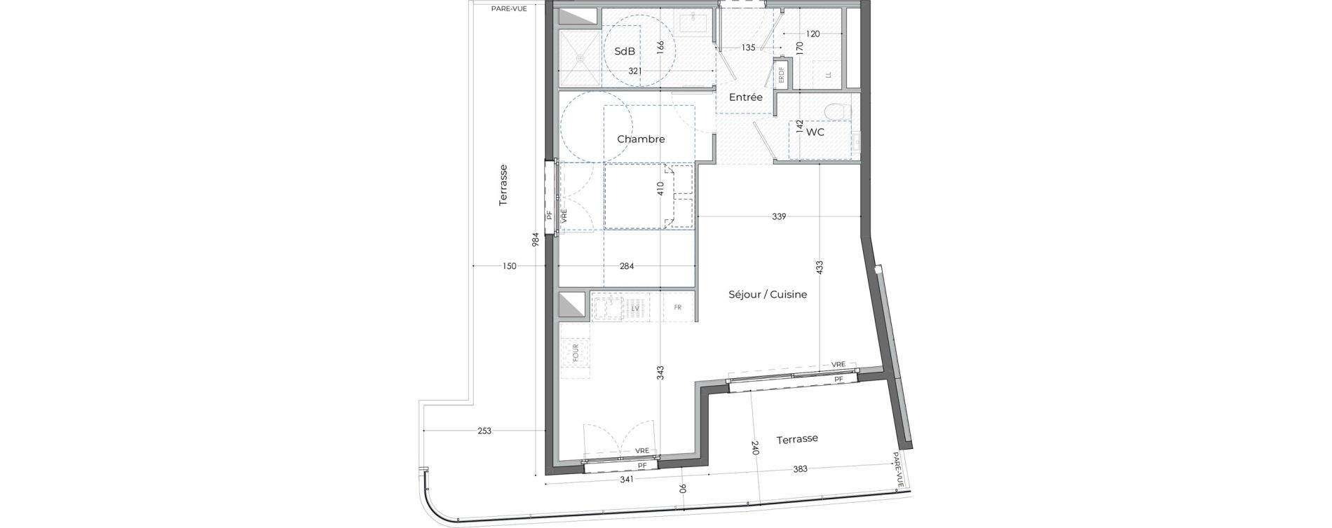 Appartement T2 de 50,48 m2 &agrave; Antibes Les groules - les br&eacute;gui&egrave;res