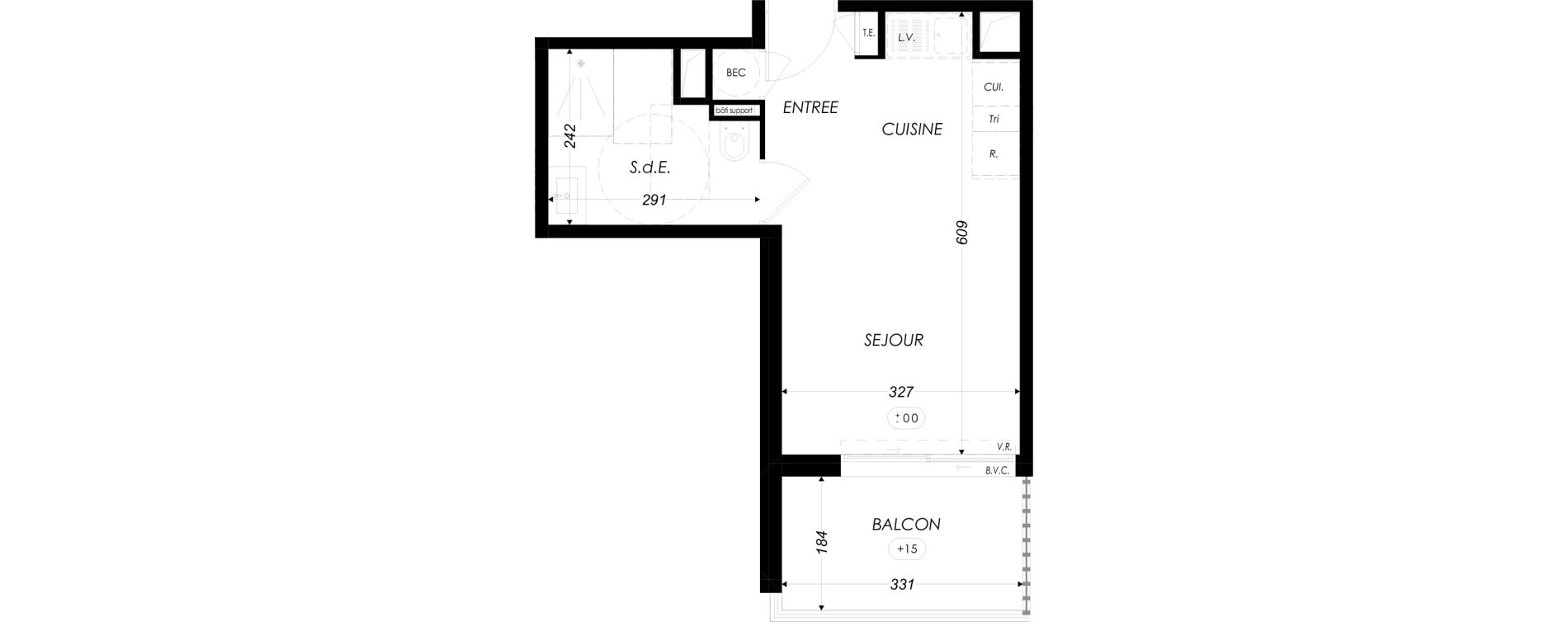 Appartement T1 de 26,40 m2 &agrave; Antibes Azurville - val claret