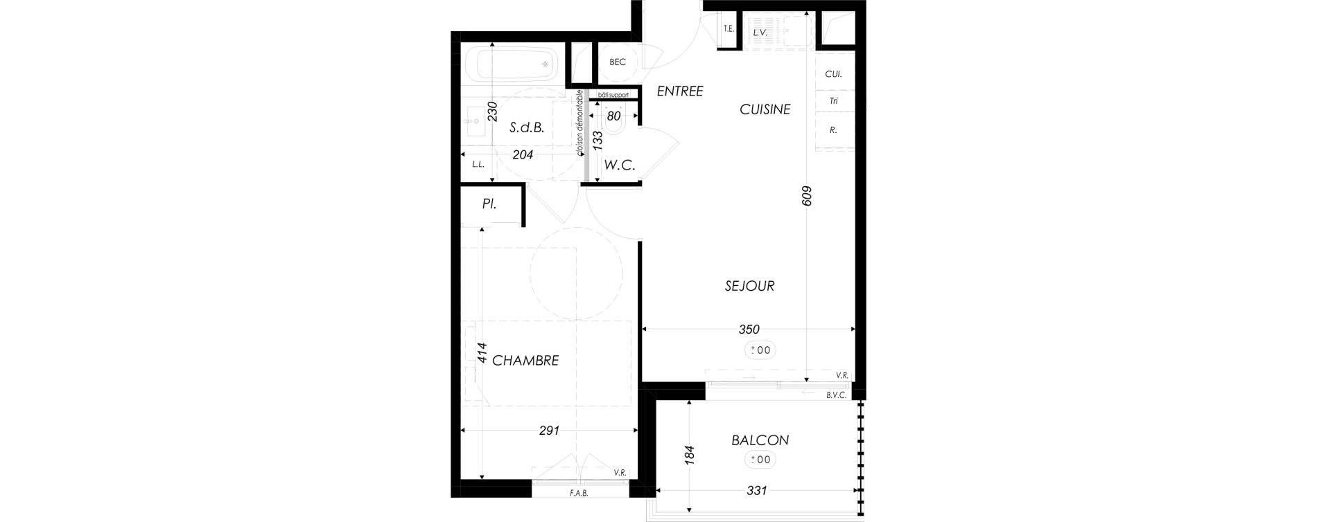 Appartement T2 de 40,60 m2 &agrave; Antibes Azurville - val claret