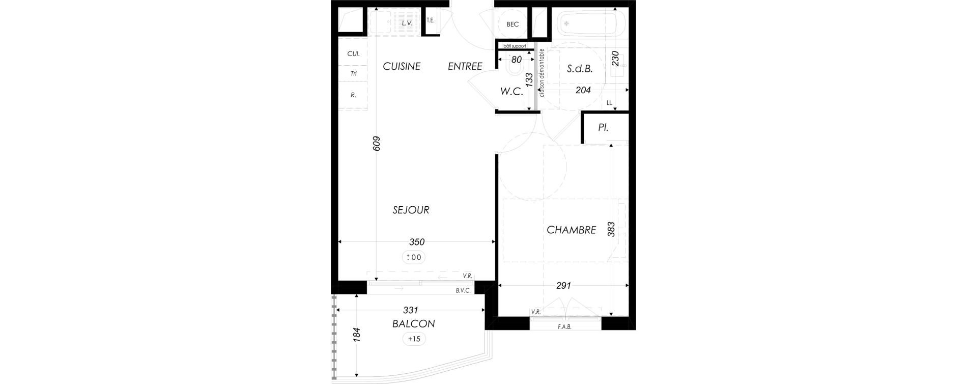 Appartement T2 de 39,75 m2 &agrave; Antibes Azurville - val claret