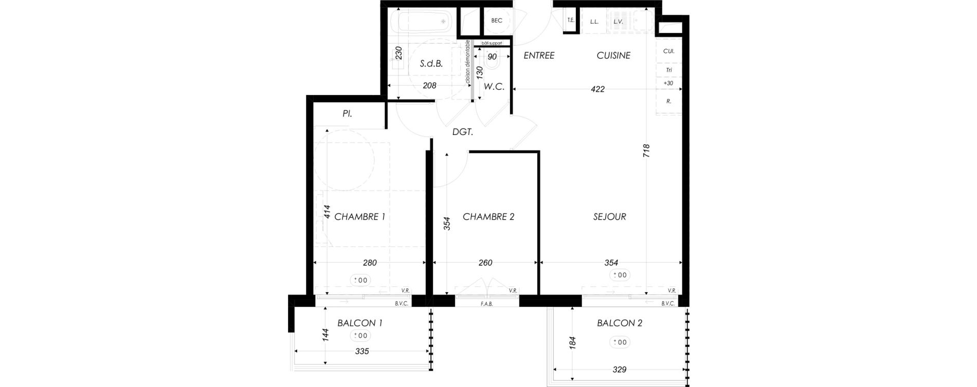 Appartement T3 de 58,30 m2 &agrave; Antibes Azurville - val claret