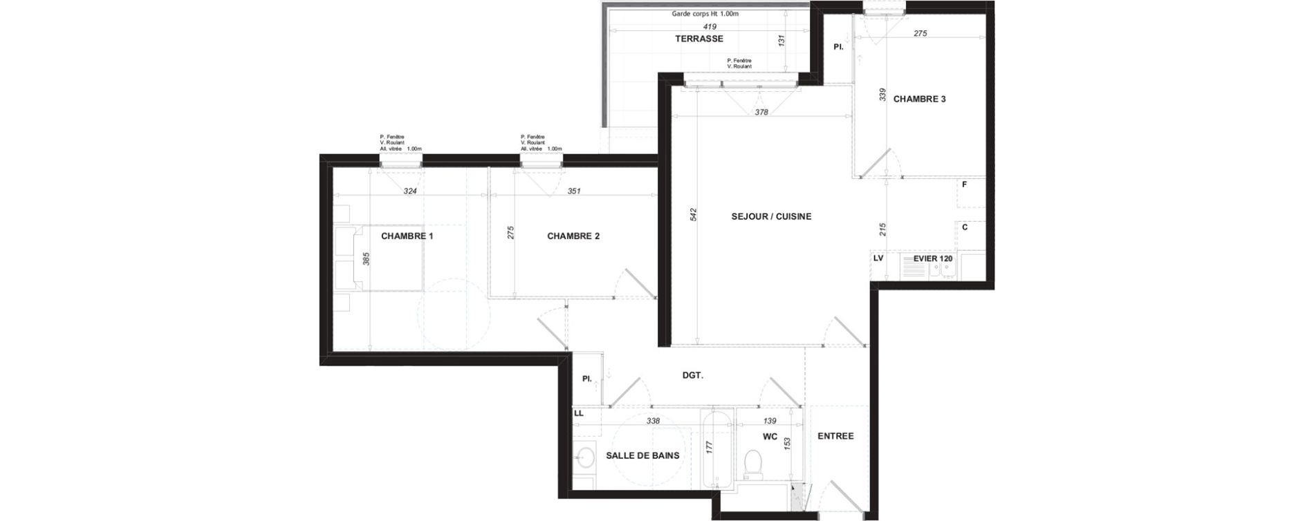 Appartement T4 de 80,65 m2 &agrave; Antibes Les trois moulins