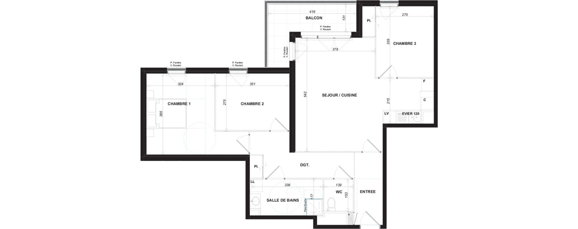 Appartement T4 de 80,90 m2 &agrave; Antibes Les trois moulins