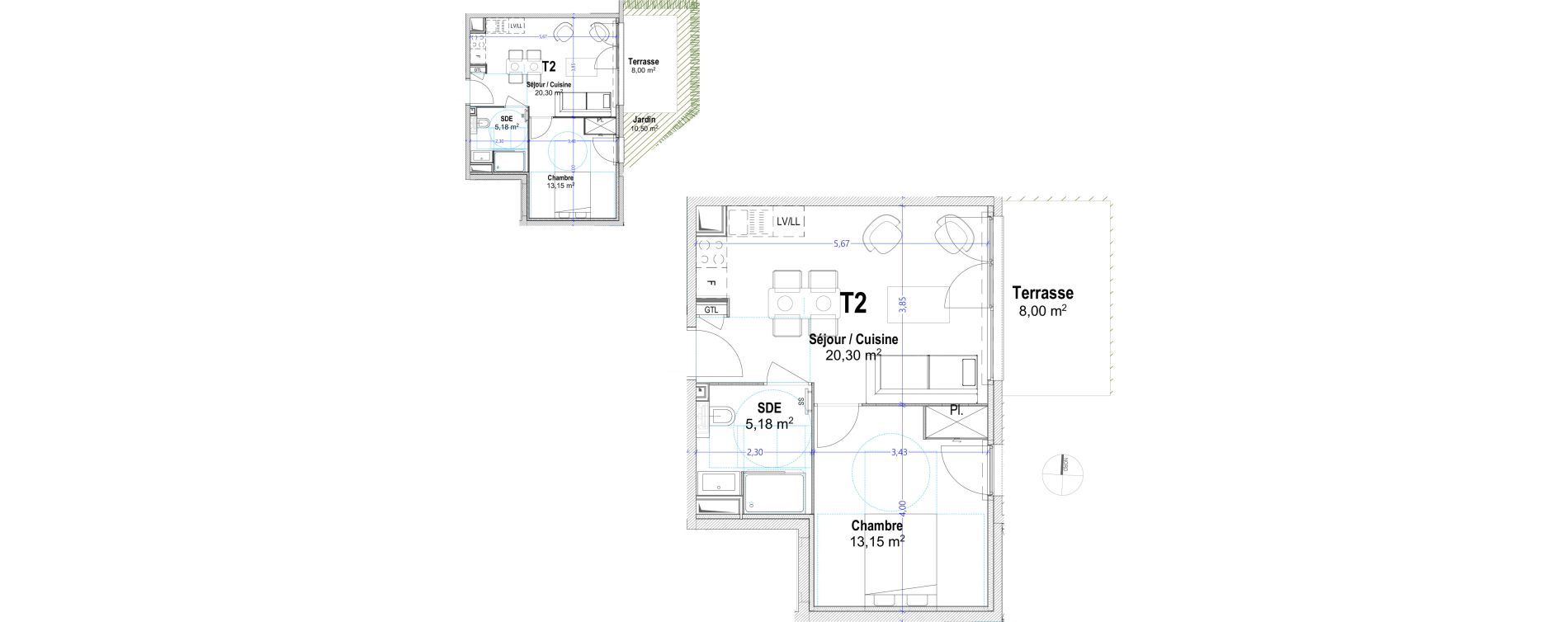 Appartement T2 de 38,63 m2 à Antibes Lauvert