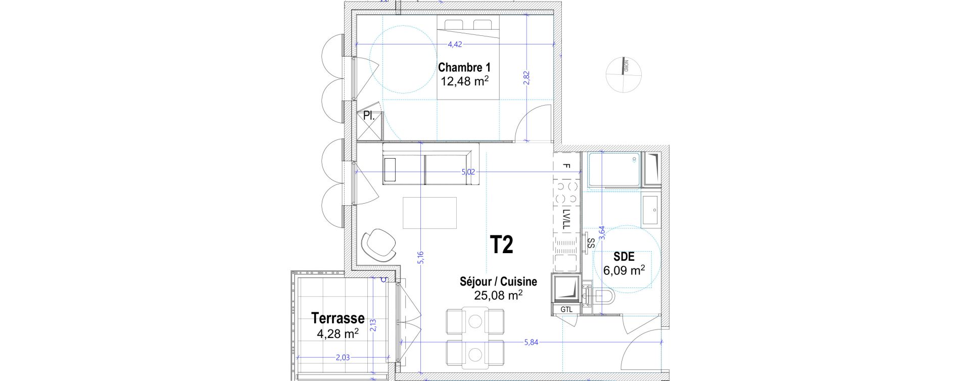 Appartement T2 de 43,65 m2 à Antibes Lauvert