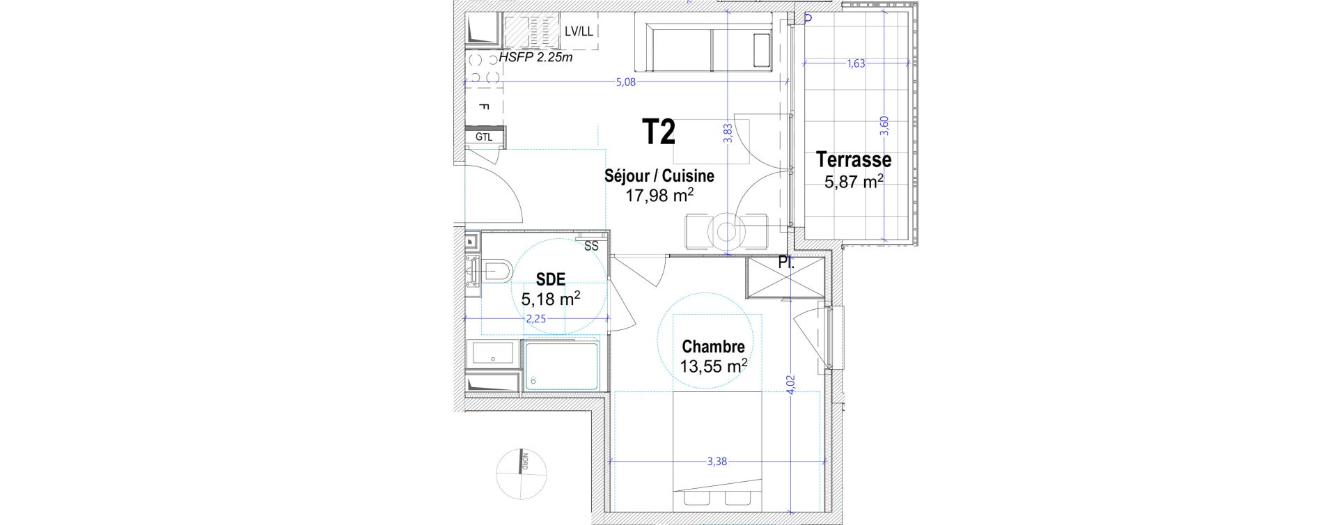 Appartement T2 de 36,71 m2 à Antibes Lauvert
