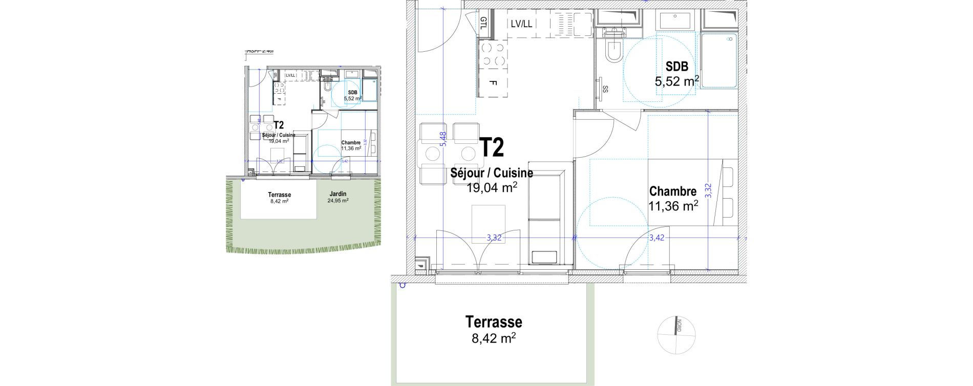 Appartement T2 de 35,92 m2 &agrave; Antibes Lauvert