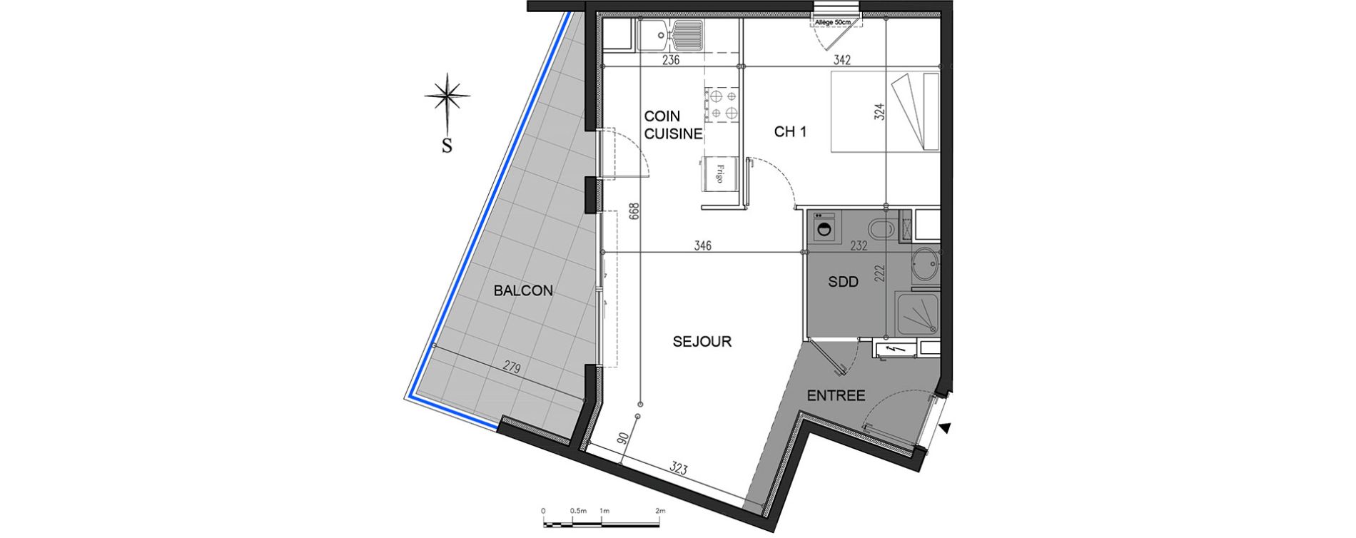 Appartement T2 de 42,80 m2 &agrave; Antibes Saint jean