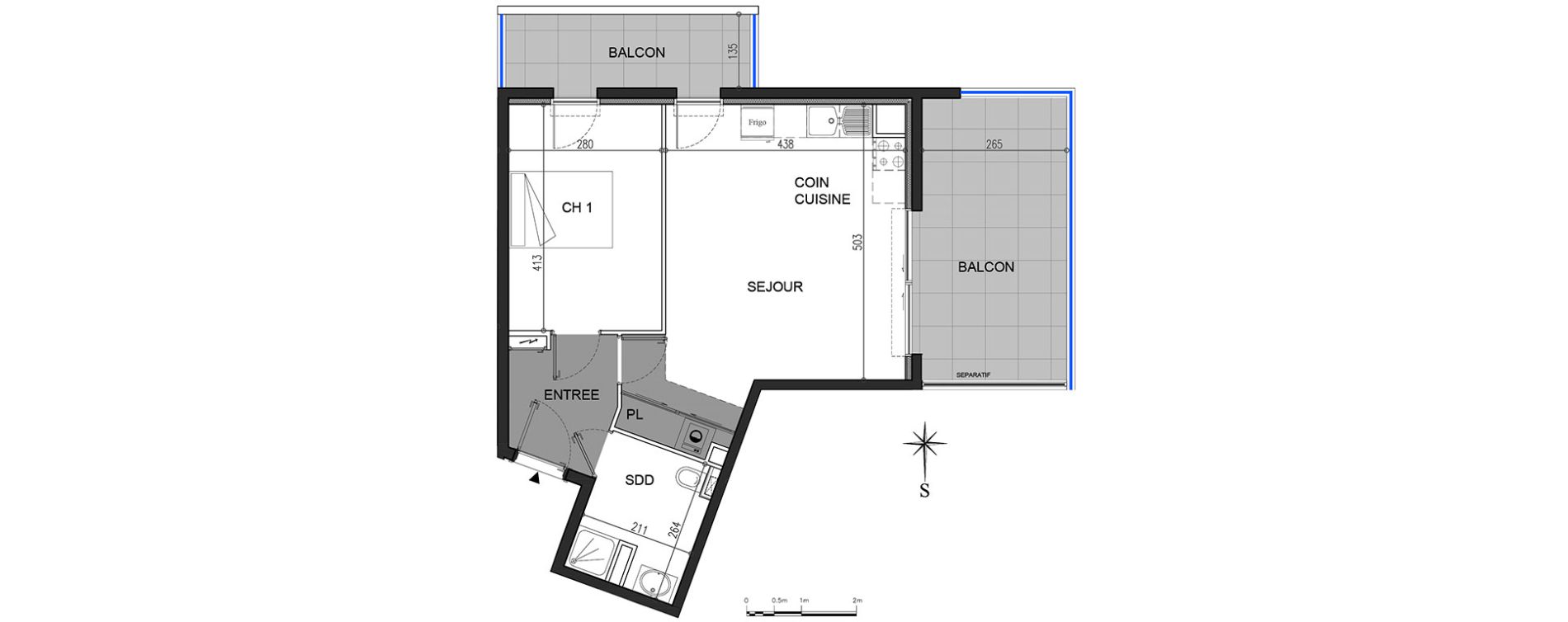 Appartement T2 de 45,90 m2 &agrave; Antibes Saint jean