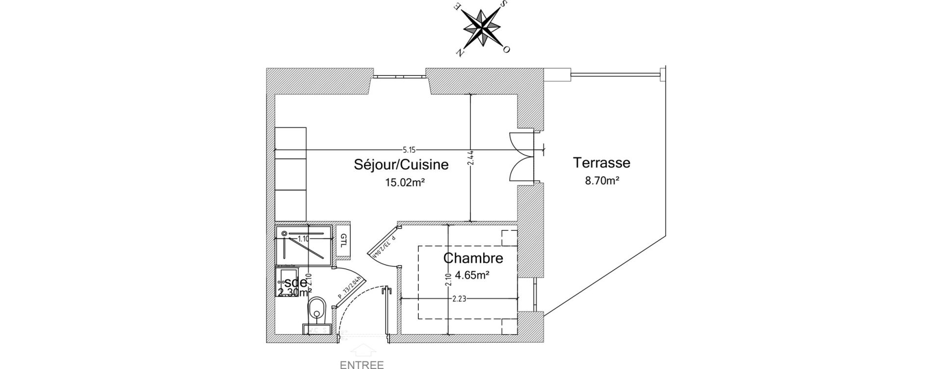 Appartement T2 de 21,97 m2 &agrave; Antibes Place de gaulle
