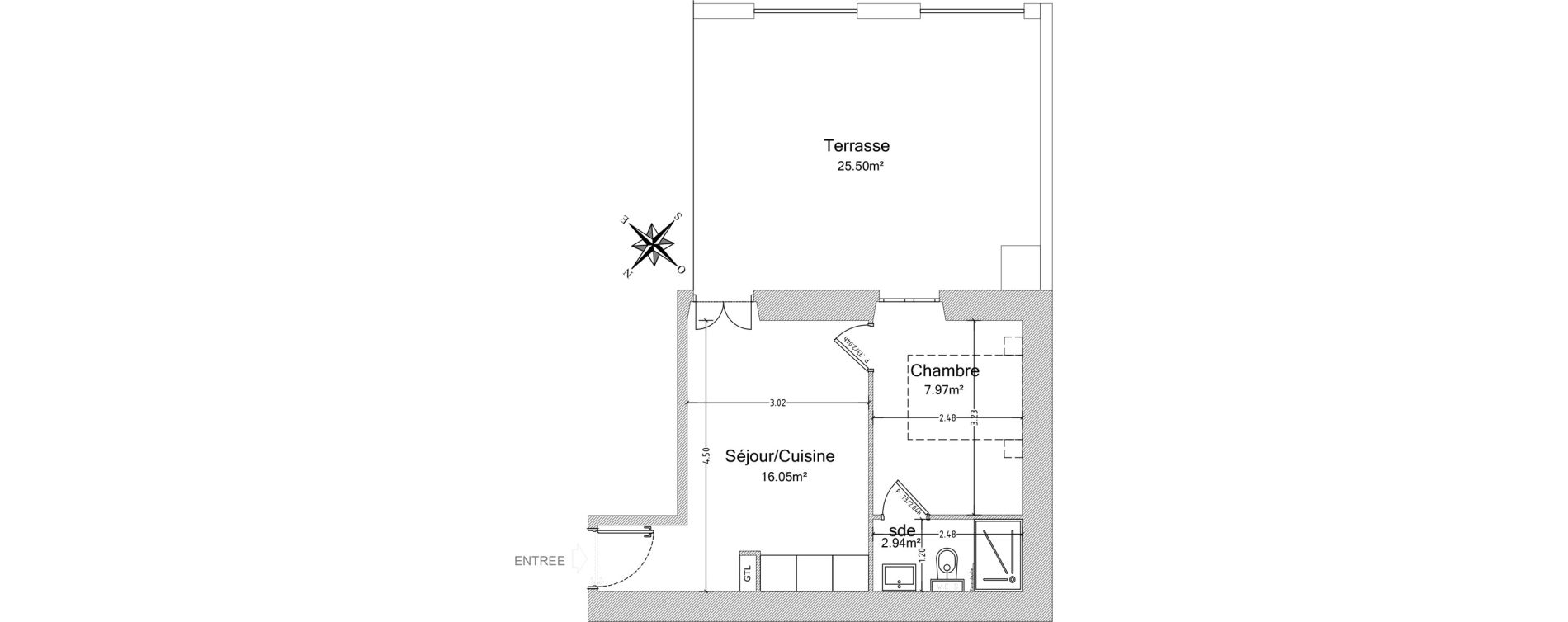 Appartement T2 de 26,96 m2 &agrave; Antibes Place de gaulle
