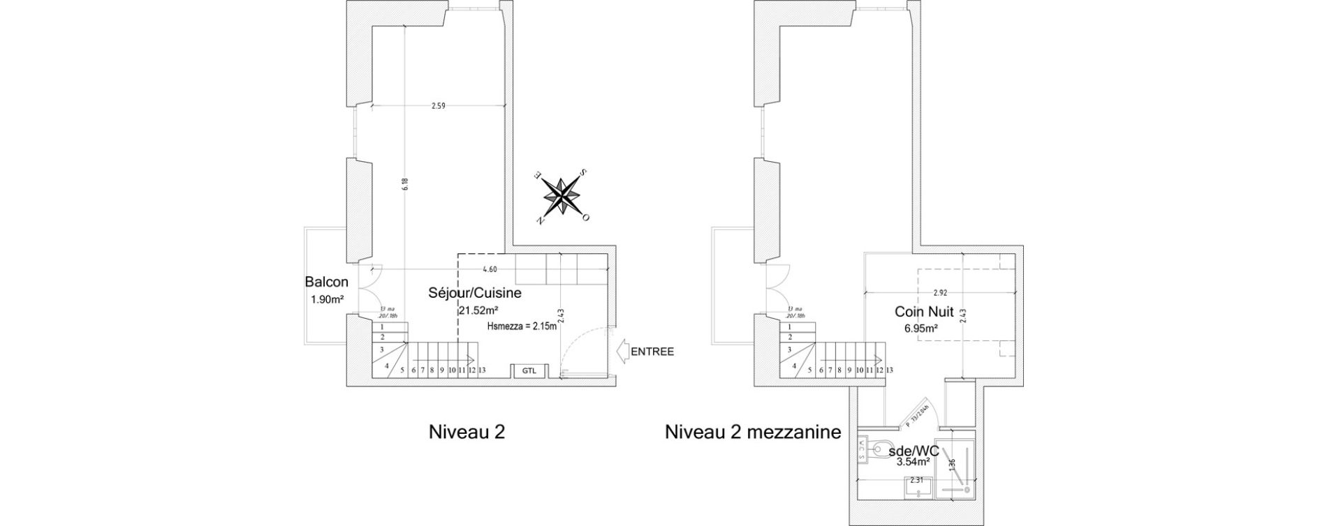 Duplex T2 de 32,01 m2 &agrave; Antibes Place de gaulle