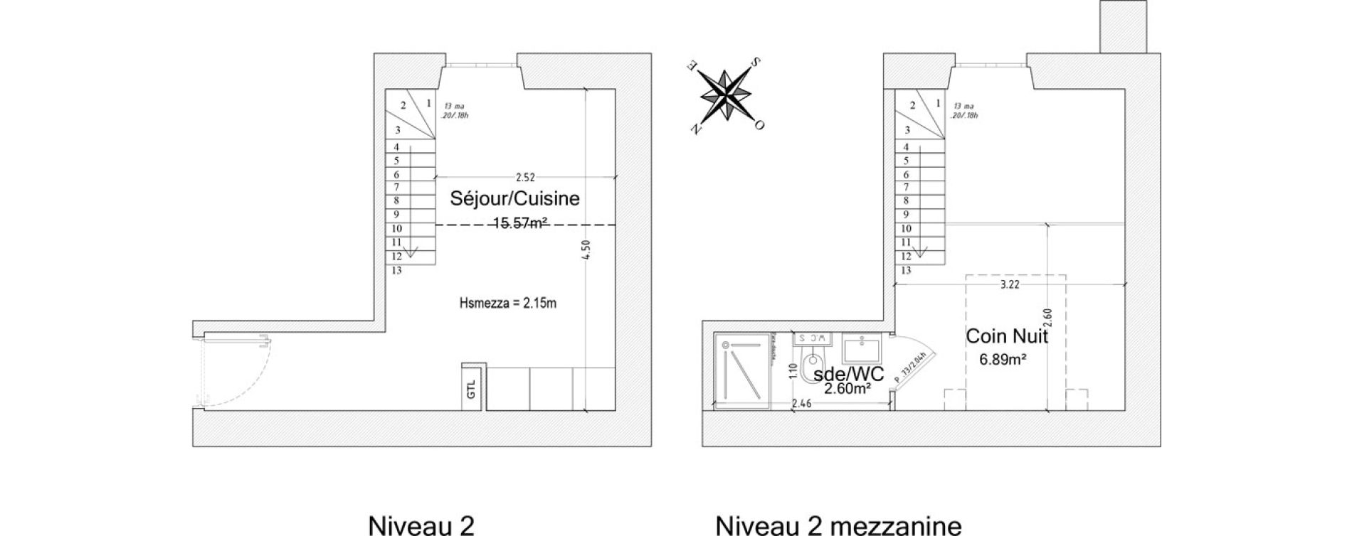 Duplex T2 de 25,06 m2 &agrave; Antibes Place de gaulle