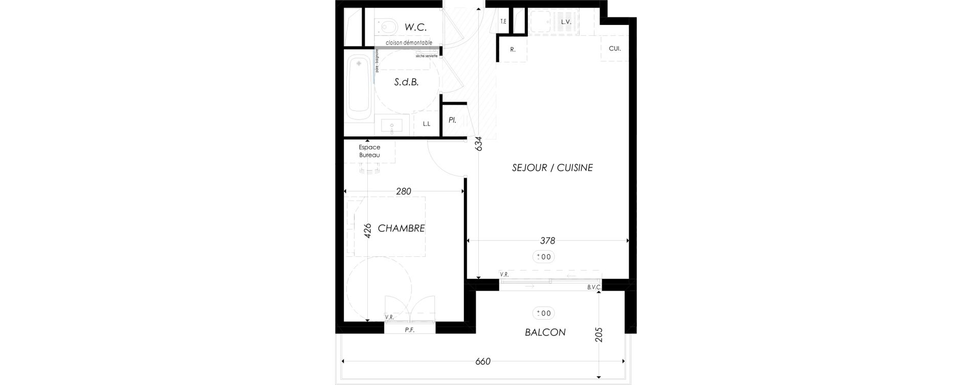 Appartement T2 de 42,82 m2 &agrave; Antibes Les prugnons