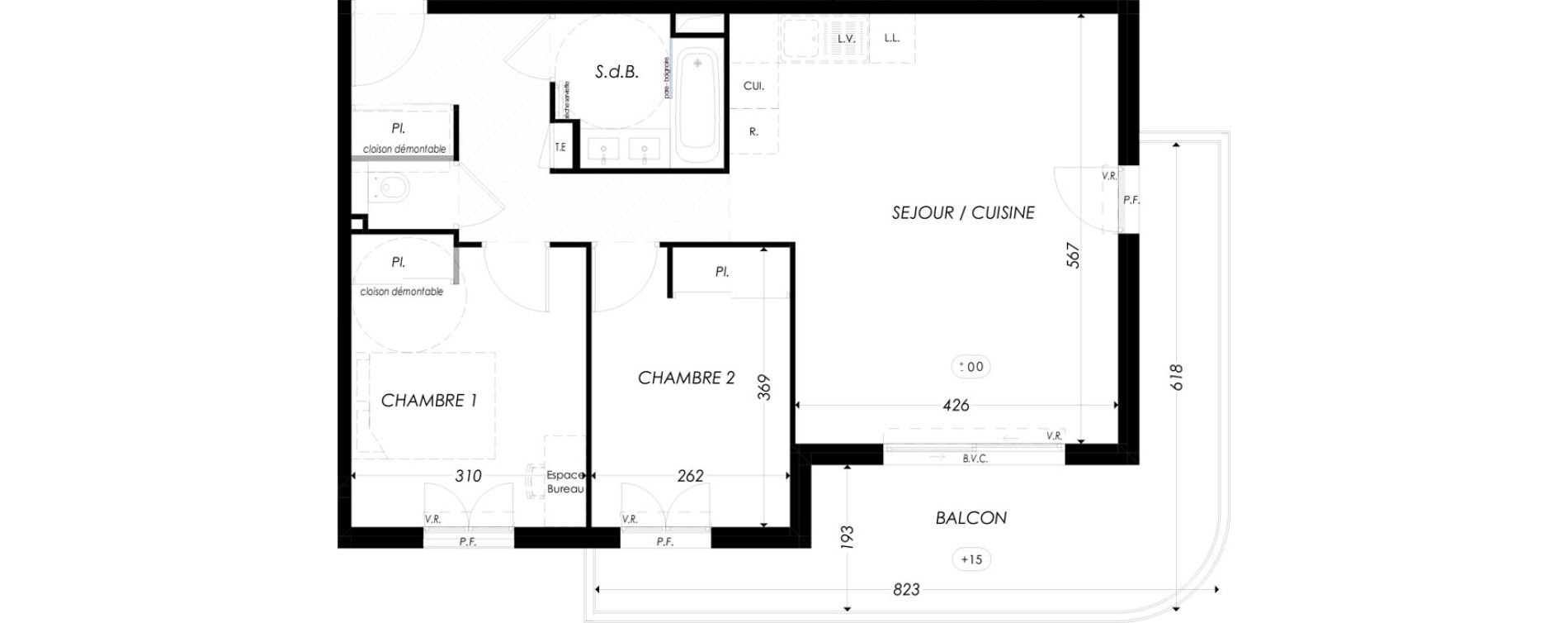 Appartement T3 de 61,45 m2 &agrave; Antibes Les prugnons