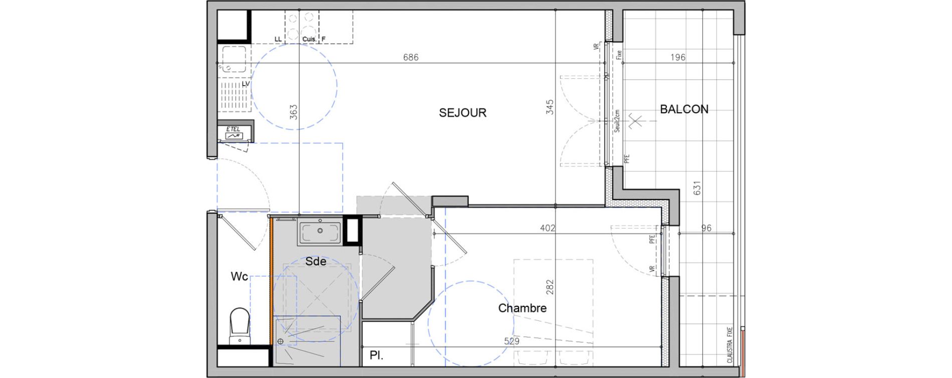 Appartement T2 de 44,16 m2 &agrave; Antibes Juan les pins