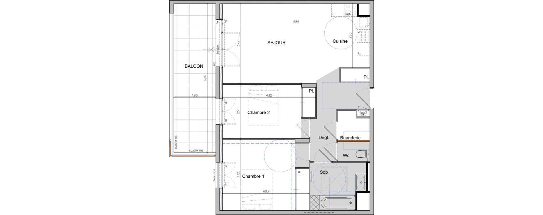 Appartement T3 de 63,38 m2 &agrave; Antibes Juan les pins