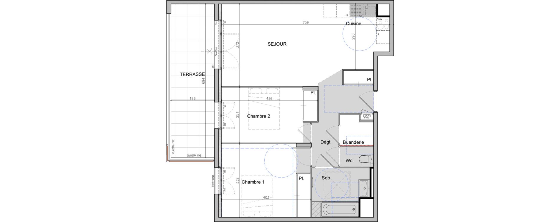 Appartement T3 de 64,89 m2 &agrave; Antibes Juan les pins