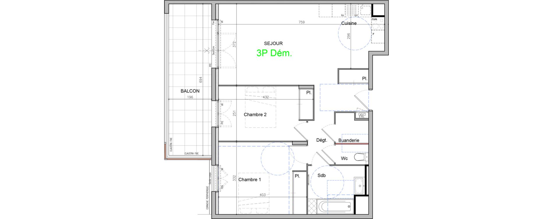 Appartement T3 de 64,93 m2 &agrave; Antibes Juan les pins