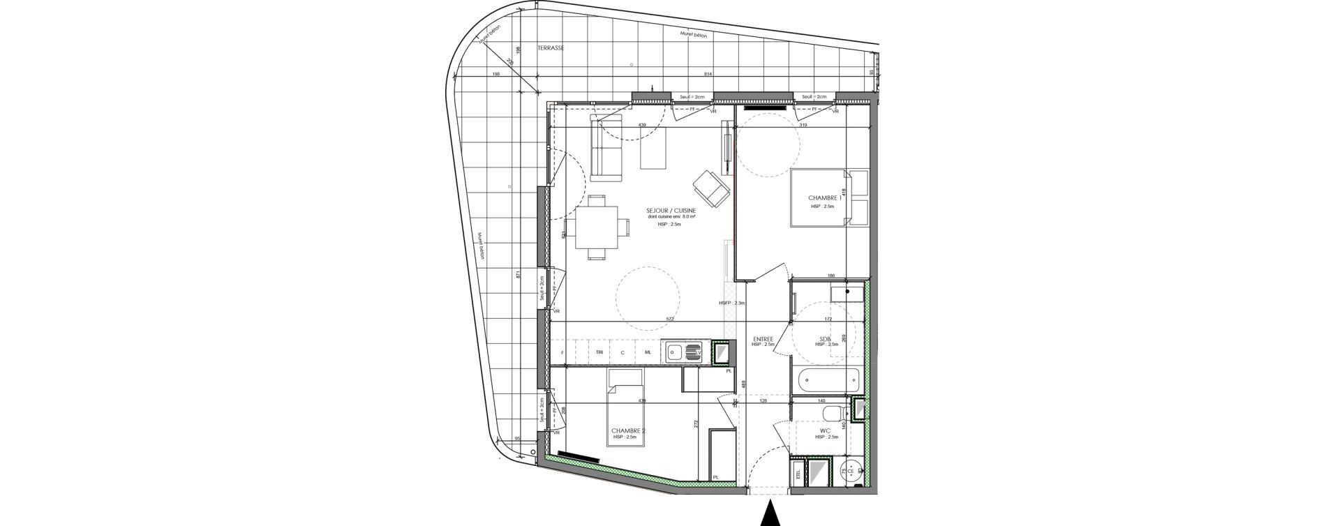 Appartement T3 de 64,34 m2 &agrave; Antibes Azurville - val claret