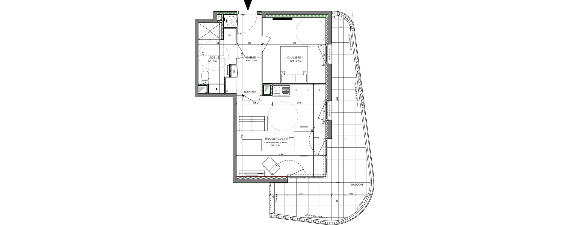 Appartement T2 de 43,10 m2 &agrave; Antibes Azurville - val claret