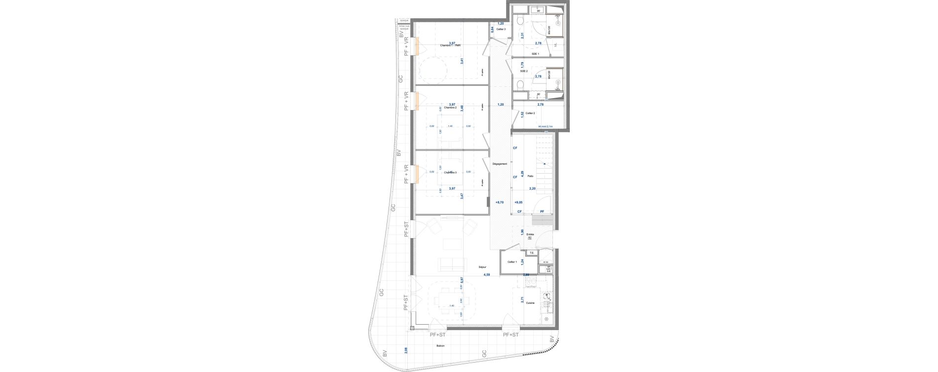 Appartement T4 de 112,52 m2 &agrave; Antibes Azurville - val claret