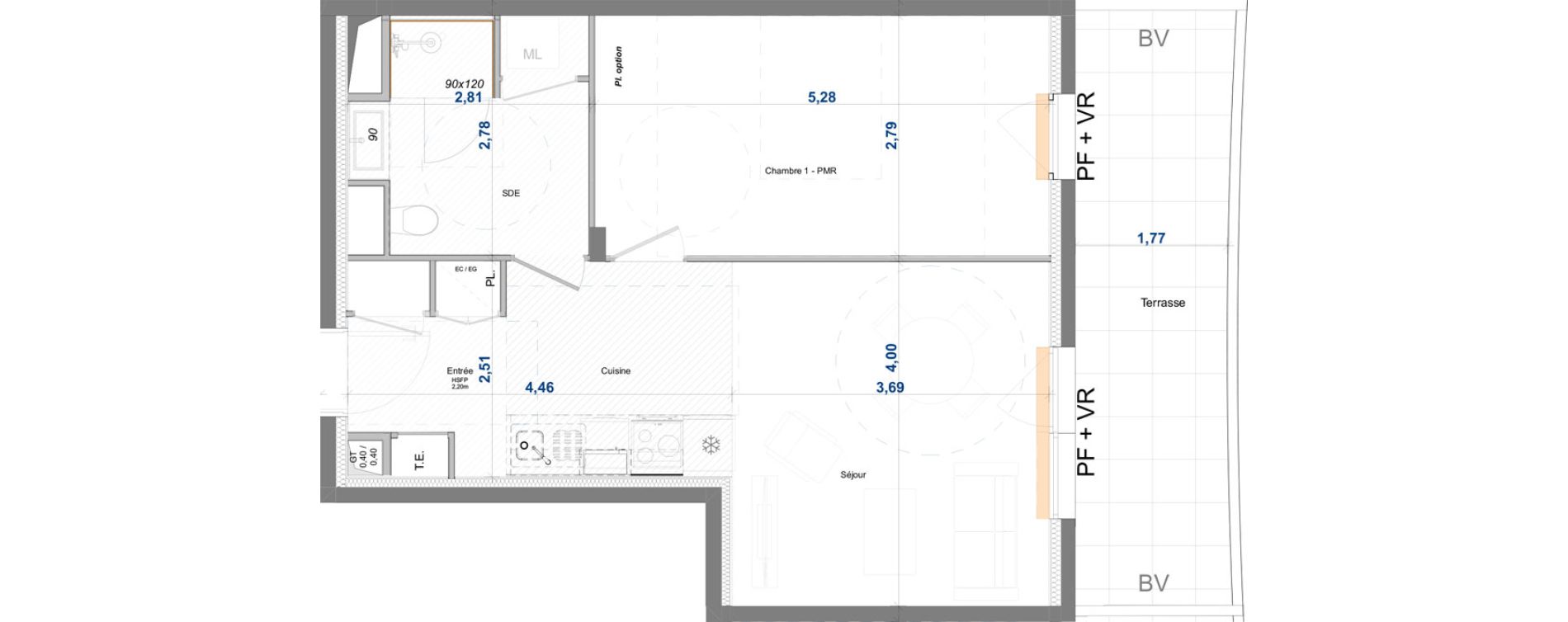 Appartement T2 de 46,55 m2 &agrave; Antibes Azurville - val claret