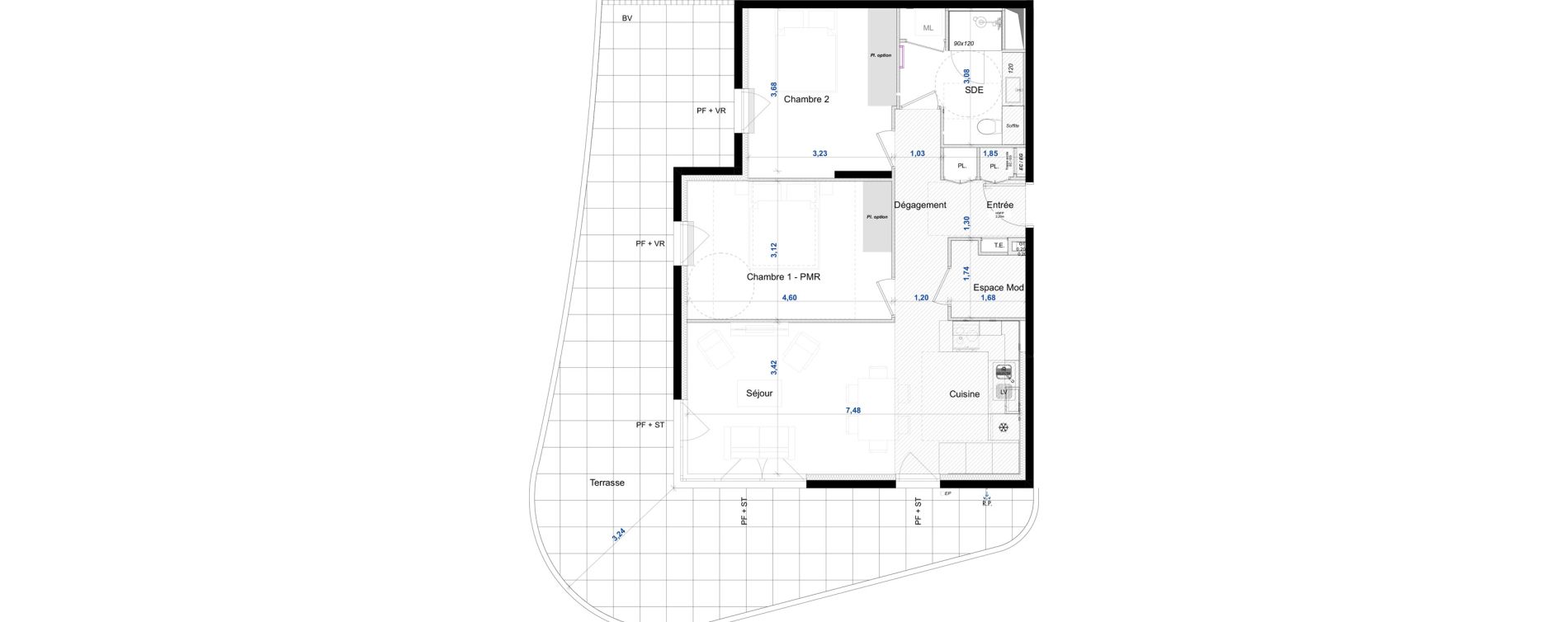 Appartement T3 de 70,45 m2 &agrave; Antibes Azurville - val claret