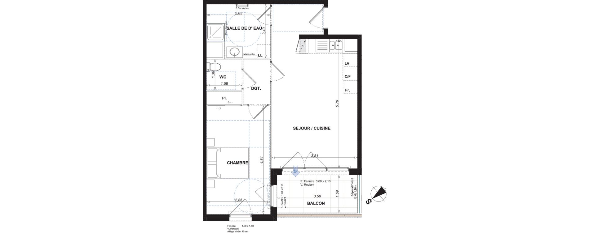 Appartement T2 de 50,30 m2 &agrave; Antibes Centre