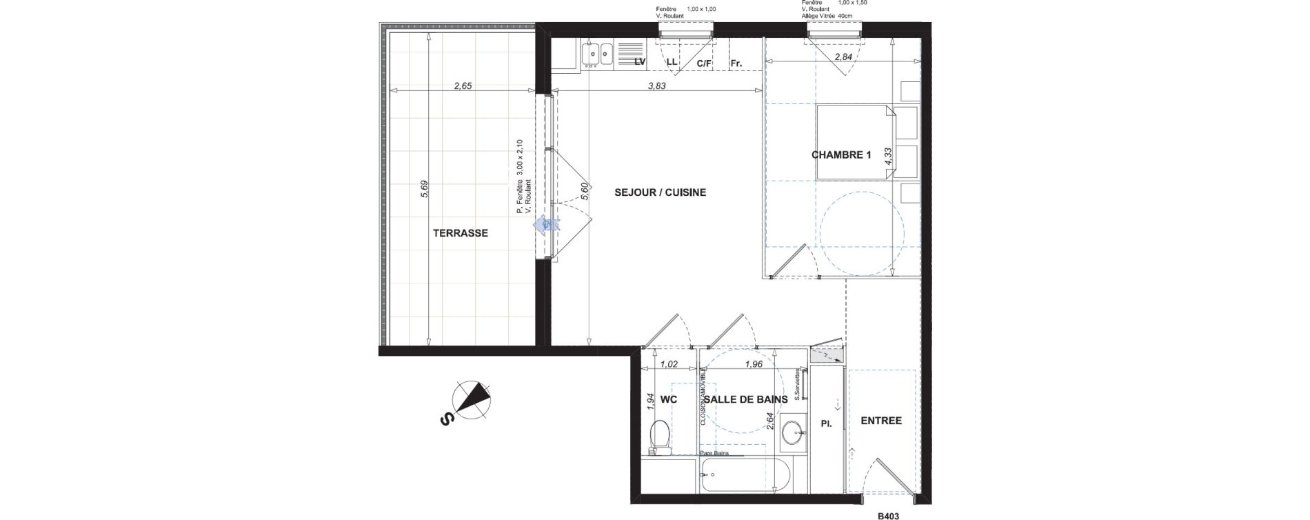 Appartement T2 de 48,90 m2 &agrave; Antibes Centre