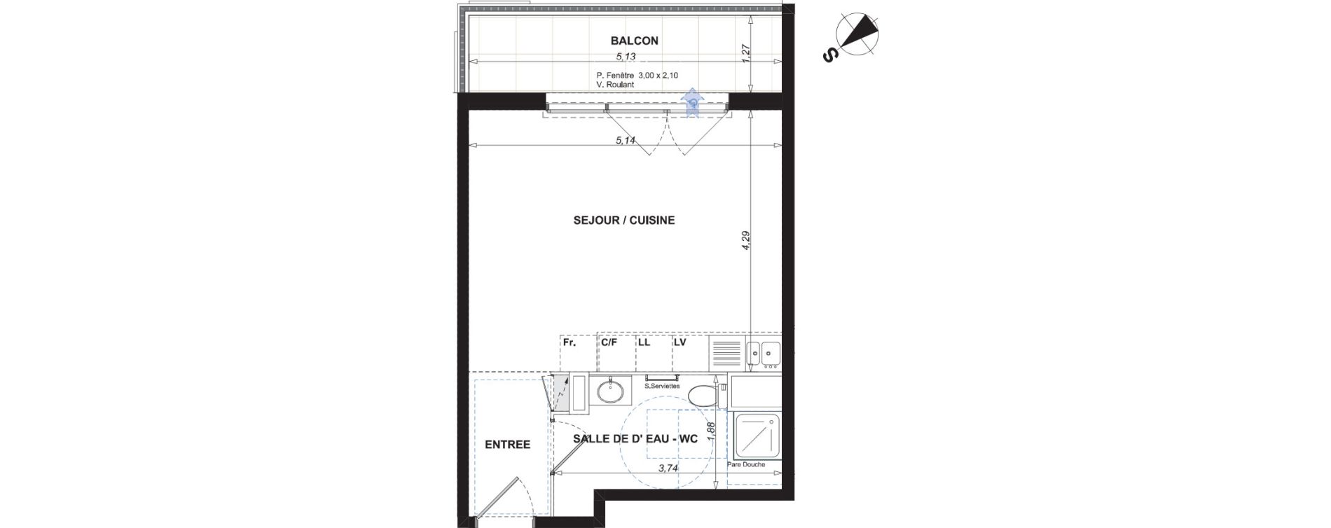 Appartement T1 de 31,65 m2 &agrave; Antibes Centre