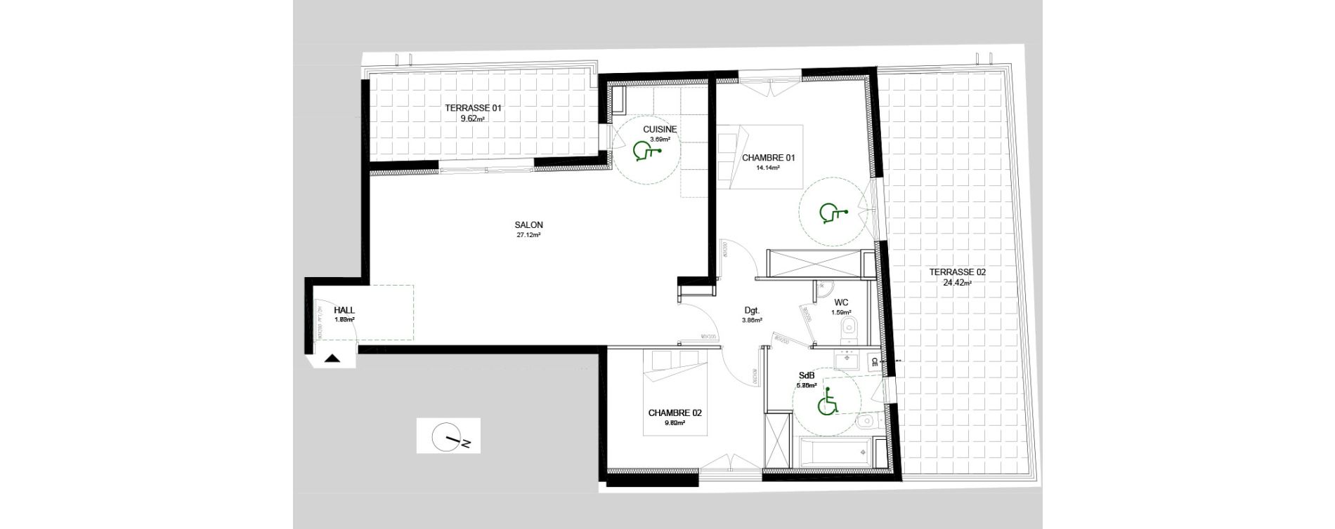 Appartement T3 de 67,40 m2 &agrave; Antibes Le ponteil