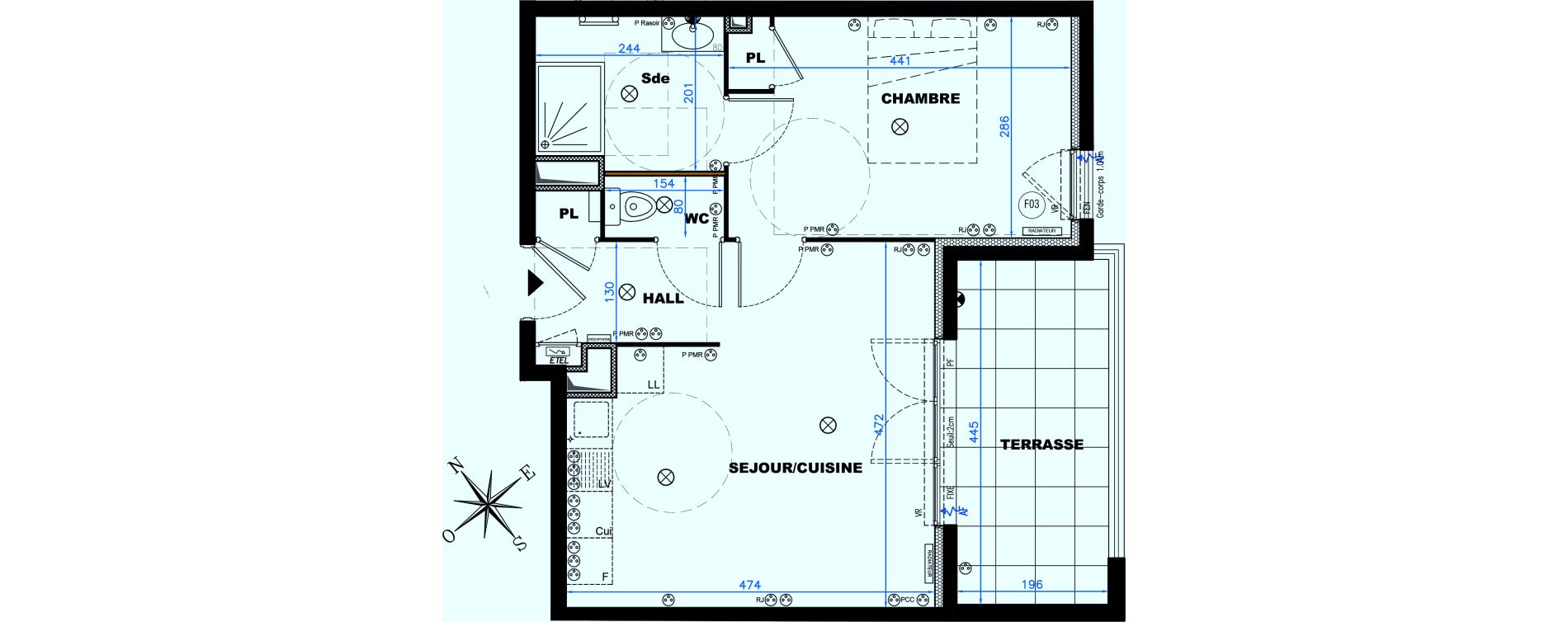 Appartement T2 de 41,42 m2 &agrave; Auribeau-Sur-Siagne Centre