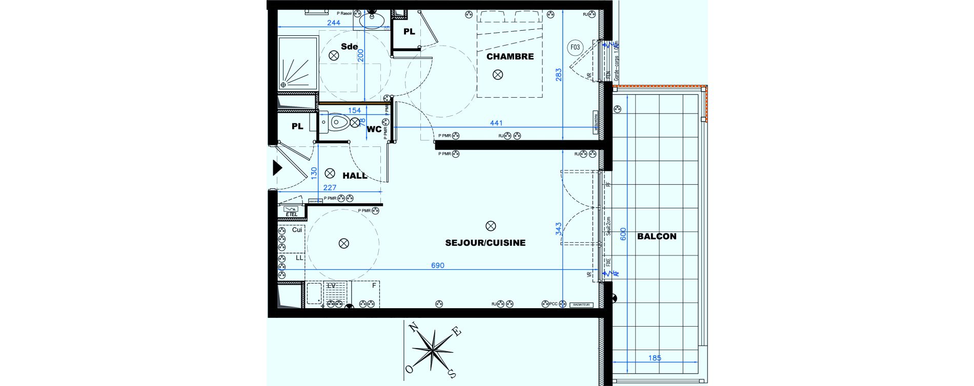 Appartement T2 de 42,29 m2 &agrave; Auribeau-Sur-Siagne Centre