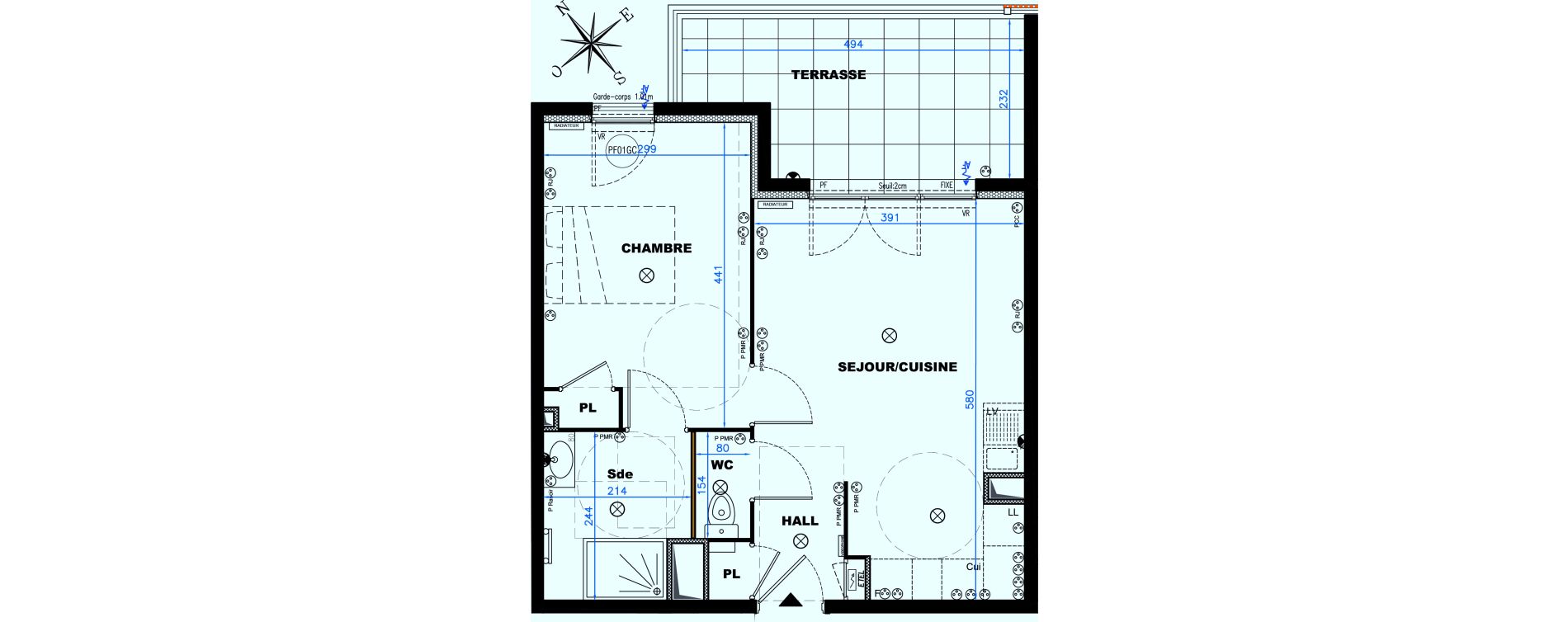 Appartement T2 de 41,89 m2 &agrave; Auribeau-Sur-Siagne Centre