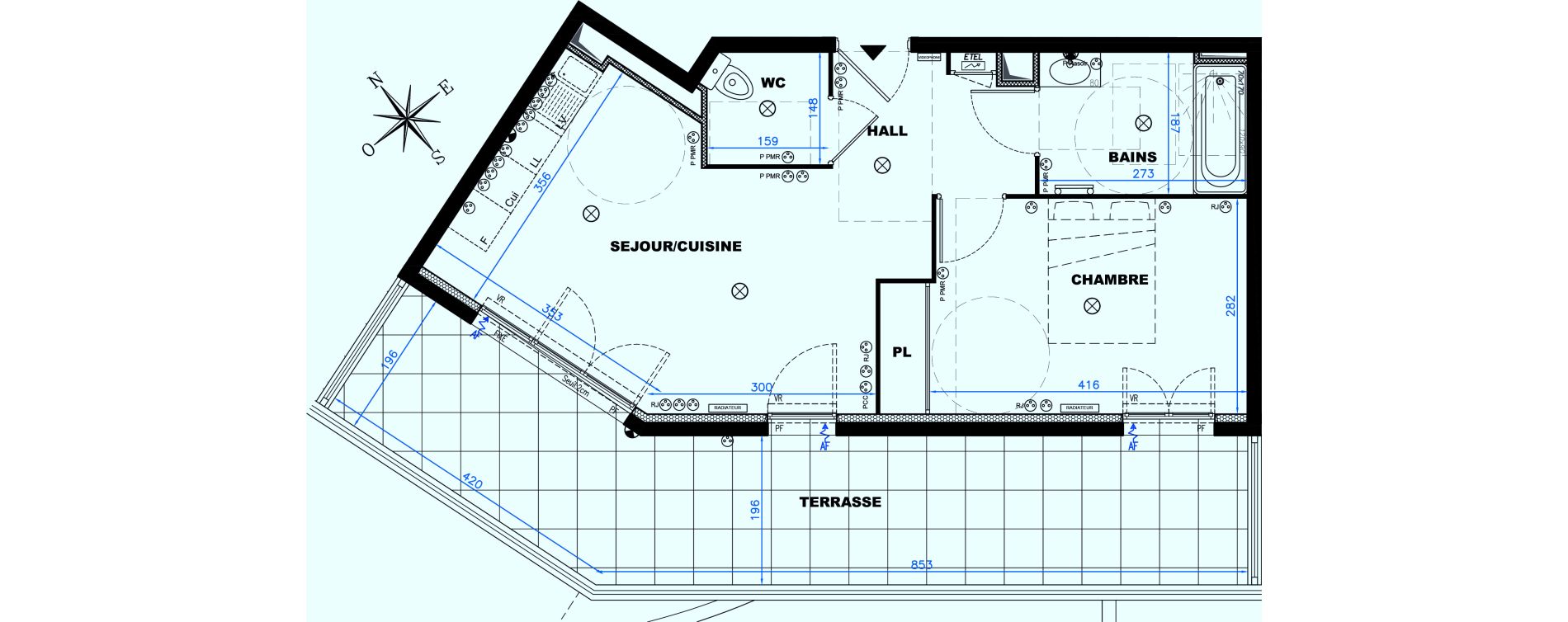 Appartement T2 de 43,76 m2 &agrave; Auribeau-Sur-Siagne Centre