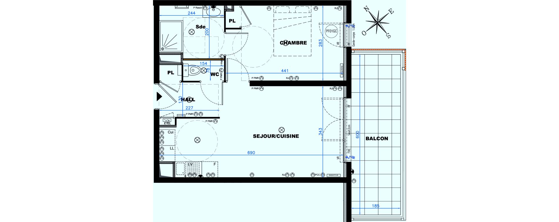 Appartement T2 de 42,29 m2 &agrave; Auribeau-Sur-Siagne Centre