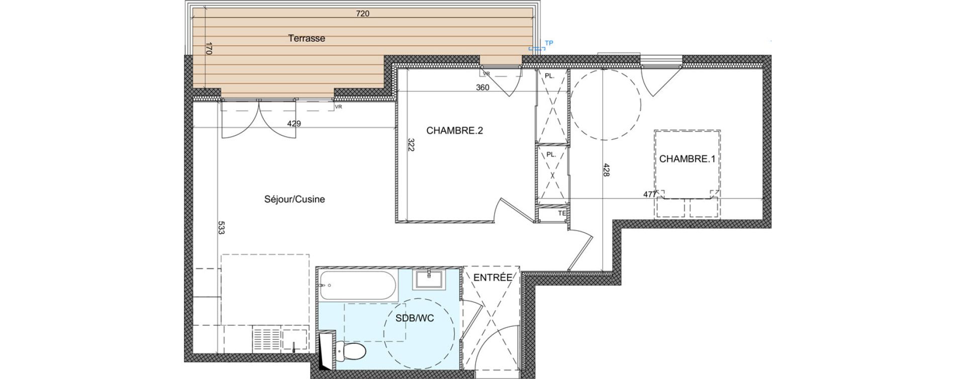 Appartement T3 de 57,41 m2 &agrave; Auribeau-Sur-Siagne Centre