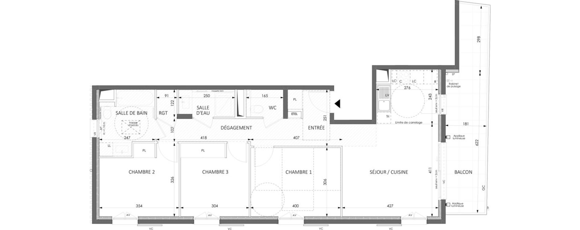 Appartement T4 de 79,59 m2 &agrave; Beausoleil Centre