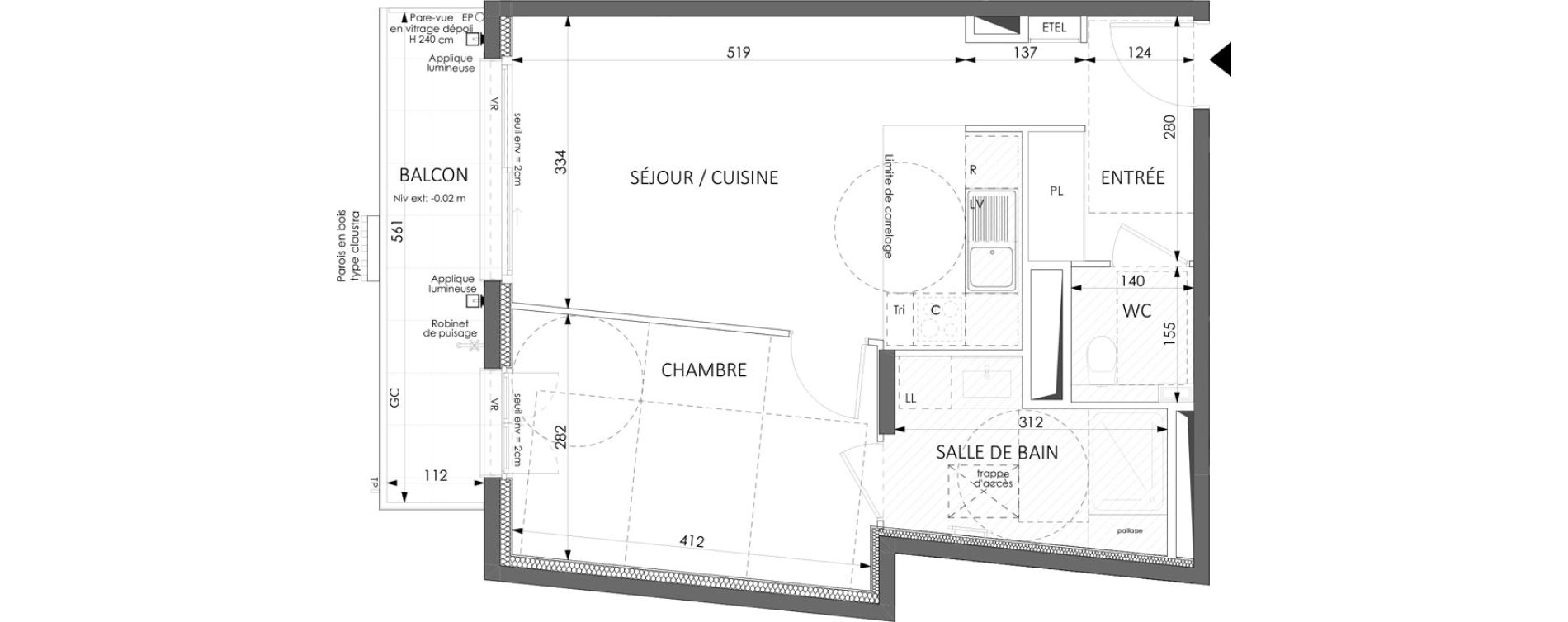 Appartement T2 de 45,18 m2 &agrave; Beausoleil Centre