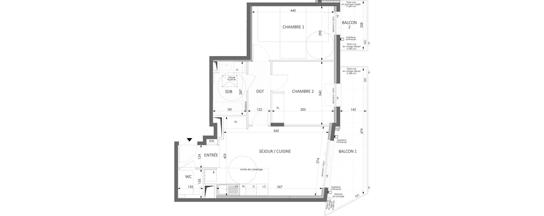 Appartement T3 de 60,04 m2 &agrave; Beausoleil Centre